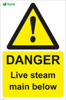 DANGER Live steam main below