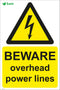 BEWARE overhead power lines