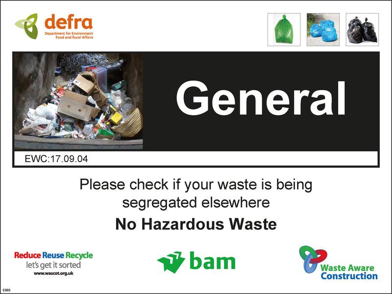Waste Messaging Sign Waste Sign - General – BAM Site Direct