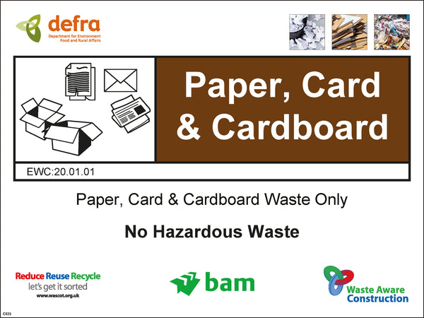 Waste Sign - Paper, Card & Cardboard