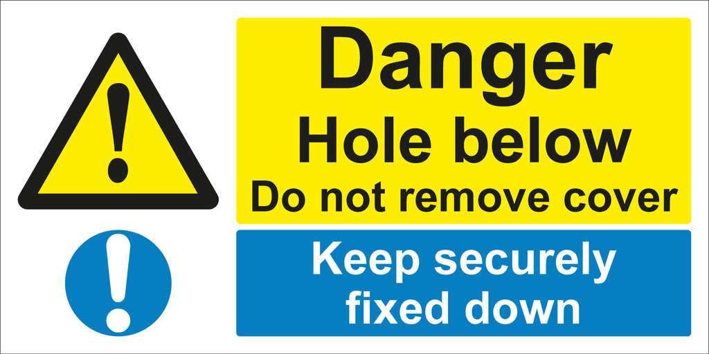 Danger Hole below Sign 600mm x 300mm Correx – BAM Site Direct