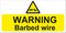 WARNING Barbed wire Sign 600x300 Correx