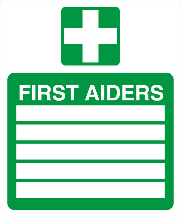 First Aid Sign - First aider list (5 names)