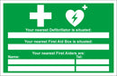 First Aid Sign - Your nearest Defibrillator is situated