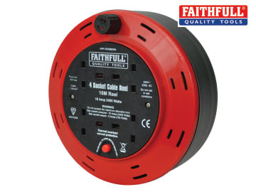 Faithfull Cable Reel 240V 10M 10A 4 Socket