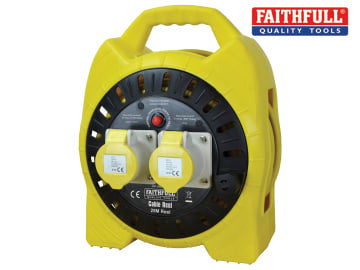 Faithfull Enclosed Cable Reel 25M 16A 110V 2G