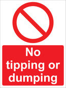 Prohibition Sign - No tipping or dumping