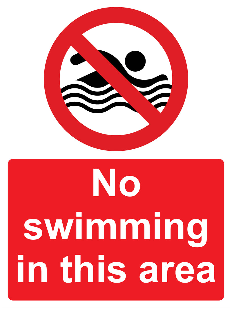 Prohibition Sign - No swimming in this area