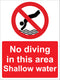 Prohibition Sign - No diving in this area