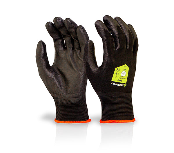 PUGBL PU Coated Glove Black (Case 100)