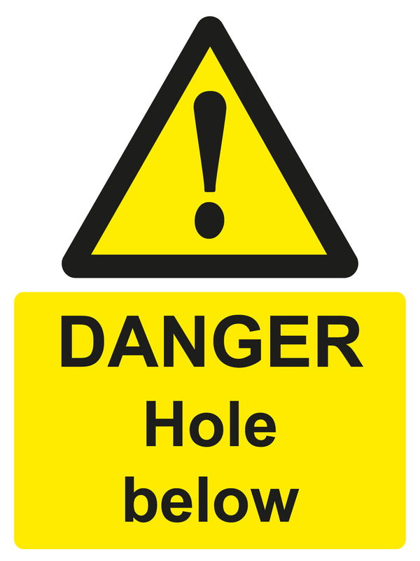 Warning Sign - DANGER Hole below