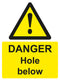 Warning Sign - DANGER Hole below