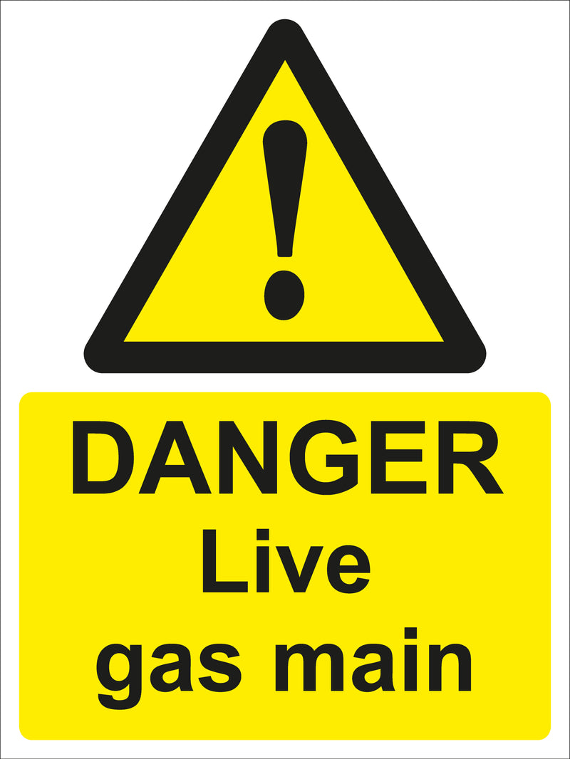 Warning Sign - DANGER live gas main