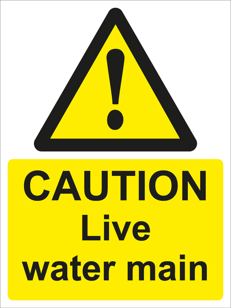 Warning Sign - CAUTION Live water main