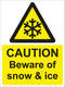 Warning Sign - CAUTION Beware of snow & ice