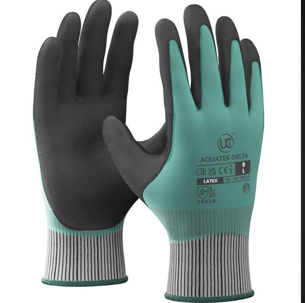 AP81 Aquatek Delta Cut D Dual Coated Latex Glove(Case 120)